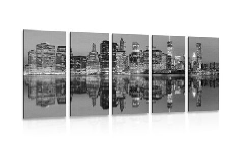 5-PIECE CANVAS PRINT CITY OF MANHATTAN IN BLACK AND WHITE - BLACK AND WHITE PICTURES - PICTURES