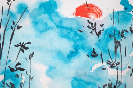 QUADRO SU TELA – PITTURA DEL CIELO GIAPPONESE - QUADRI DI NATURA E PAESAGGIO - STAMPE E QUADRI