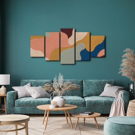 TABLEAU EN 5 PARTIES – FORMES ABSTRAITES COLORÉES - IMAGES FORMES ABSTRAITES - TABLEAUX