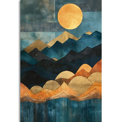 STAMPA SU TELA – NATURA ASTRATTA BLU-ORO - QUADRI MONTAGNE - STAMPE E QUADRI