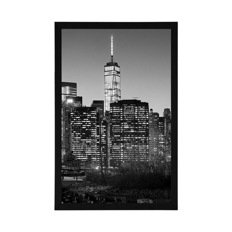 POSTER ZENTRUM VON NEW YORK IN SCHWARZ-WEISS - SCHWARZ-WEISS - POSTER