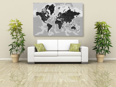 KÉP VILÁG TÉRKÉP FEKETE FEHÉRBEN - TÉRKÉPES KÉPEK - KÉPEK