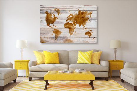 TABLOU CONTURUL DE HARTA PE FUNDAL DIN LEMN - TABLOURI CU HĂRȚI - TABLOURI