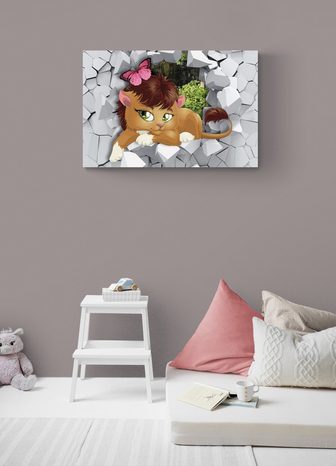 КАРТИНА НА ПЛАТНО – СЛАДКО ЛЪВЧЕ - КАРТИНИ ЗА ДЕЦА - КАРТИНИ