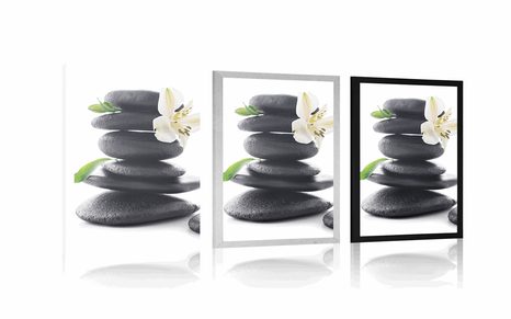 POSTER ZEN STONES WITH A LILY - FENG SHUI - POSTERS