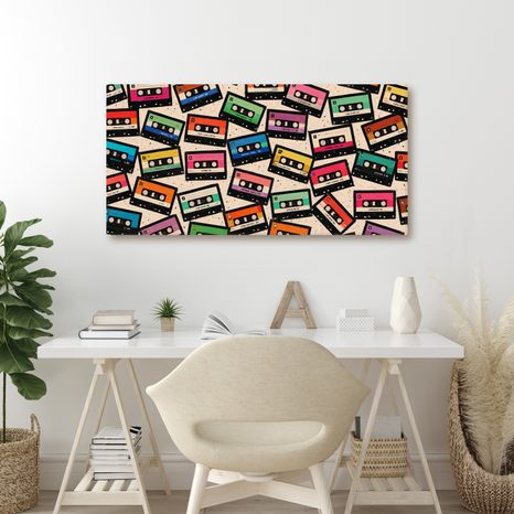 WANDBILD FARBIGE KASSETTEN NOSTALGIE - MUSIKBILDER - BILDER