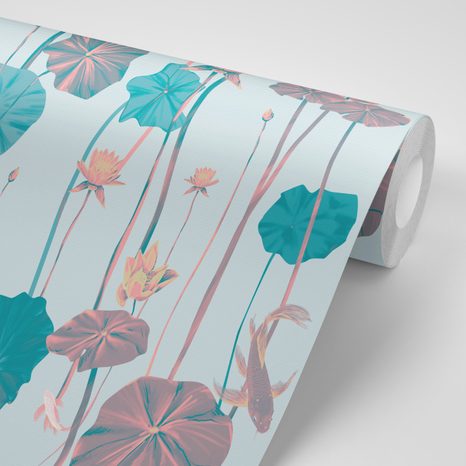 CARTA DA PARATI AUTOADESIVA – NINFEE E KOI IN VERSIONE CHIARA - CARTA DA PARATI AUTOADESIVE - CARTA DA PARATI