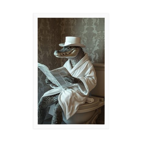 POSZTER KROKODIL ÚJSÁGGAL A WC-N - KROKODILOK - POSZTEREK