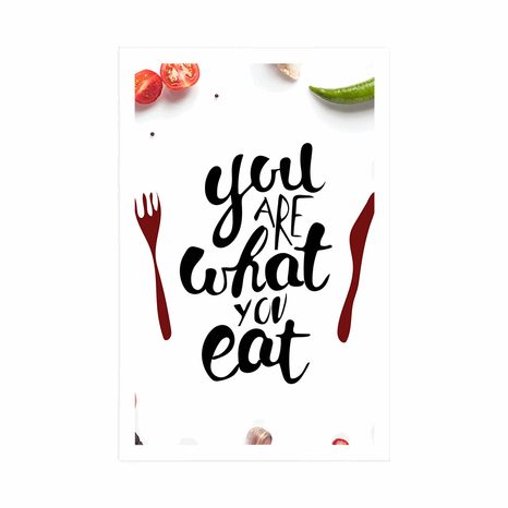 POSTER MIT AUFSCHRIFT - YOU ARE WHAT YOU EAT - MIT KÜCHENMOTIV - POSTER
