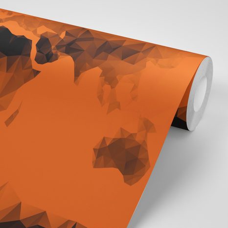SAMOLEPÍCÍ TAPETA ORANŽOVÁ MAPA V POLYGONÁLNÍM STYLU - SAMOLEPÍCÍ TAPETY - TAPETY