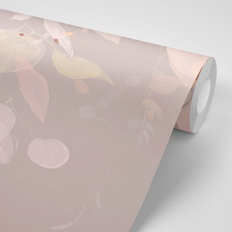 CARTA DA PARATI – FOGLIE DELICATE IN ABITO SCURO - CARTA DA PARATI LETTERE - CARTA DA PARATI