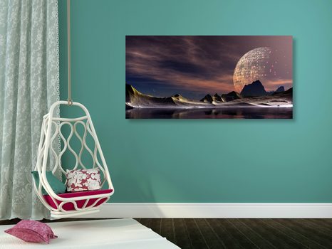 WANDBILD FUTURISTISCHER PLANET - BILDER VON UNIVERSUM UND STERNEN - BILDER