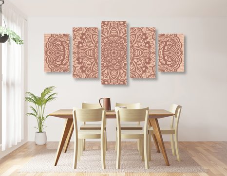 5 RÉSZES KÉP VIRÁG MANDALA - FENG SHUI KÉPEK - KÉPEK