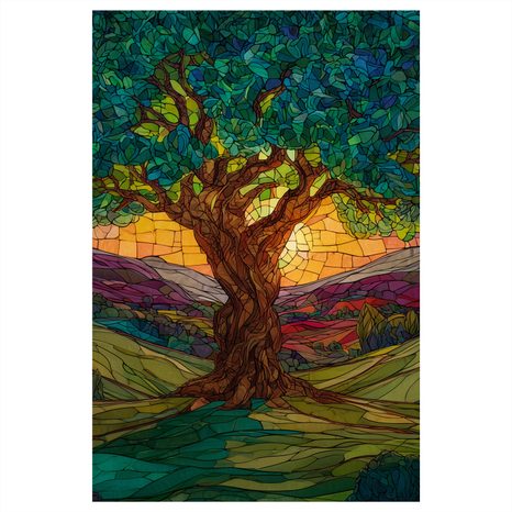 OBRAZ ZÁPAD SLUNCE ZA STROMEM - OBRAZY STROMY ŽIVOTA - OBRAZY