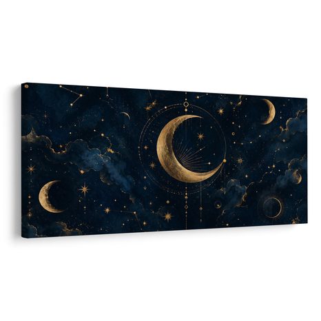 WANDBILD LUNARER SCHEIN ZWISCHEN STERNEN - WANDBILDER MOND - BILDER