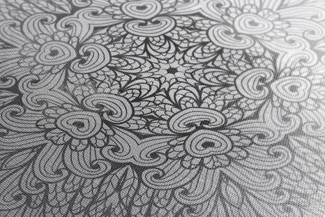 OBRAZ ETNICKÁ MANDALA V ČERNOBÍLÉM PROVEDENÍ - ČERNOBÍLÉ OBRAZY - OBRAZY