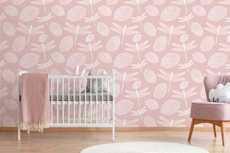 CARTA DA PARATI AUTOADESIVA – LIBELLULE VOLANTI IN ROSA - CARTA DA PARATI AUTOADESIVE - CARTA DA PARATI