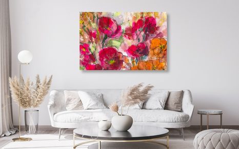 QUADRO SU TELA – NATURA MORTA FLOREALE DIPINTA - QUADRI DI FIORI - STAMPE E QUADRI