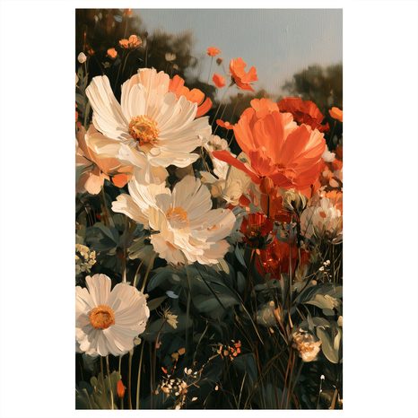 CANVASTAVLA SKIRA BLOMMOR I SOMMARTRÄDGÅRDEN - BLOMTAVLOR - TAVLOR