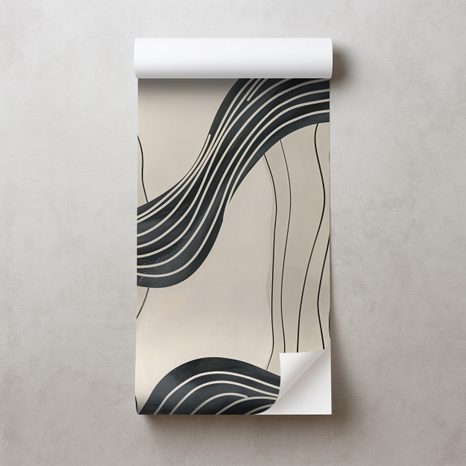 TAPET AUTOADEZIV VALURI ABSTRACTE ALB-NEGRU - TAPET ABSTRACT - TAPETURI
