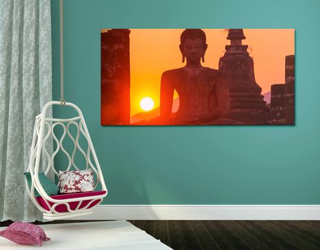 OBRAZ SOCHA BUDHU UPROSTŘED KAMENÍ - OBRAZY FENG SHUI - OBRAZY