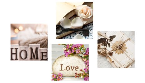 SET OBRAZŮ VINTAGE ZÁTIŠÍ S NÁPISY - SESTAVY OBRAZŮ - OBRAZY