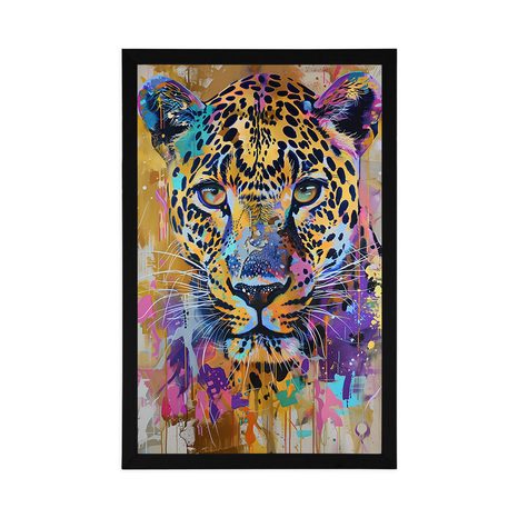 POSTER – LEOPARDO CON IMITAZIONE PITTORICA - LEONI E TIGRI - POSTER