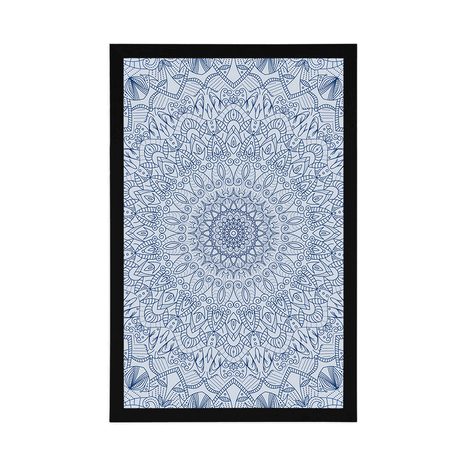 PLAKÁT DETAILNÍ OZDOBNÁ MANDALA V MODRÉ BARVĚ - FENG SHUI - PLAKÁTY