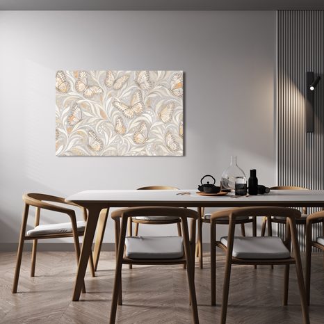 TABLEAU SUR TOILE – DÉLICATS PAPILLONS EN ARABESQUE - TABLEAUX PAPILLONS - TABLEAUX