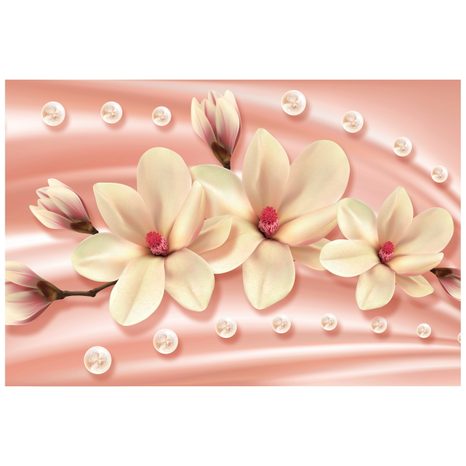 WALLPAPER LUXURIOUS MAGNOLIA WITH PEARLS - WALLPAPERS FLOWERS - WALLPAPERS