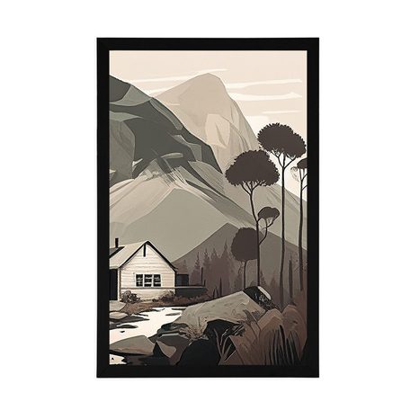 POSTER – CHALET SCANDINAVO TRA LE MONTAGNE - MONTAGNE - POSTER