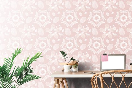 TAPETA RŮŽOVÉ VÁŽKY V KRUHU MANDALY - VZOROVANÉ TAPETY - TAPETY