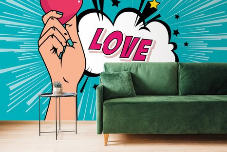 TAPETE MIT POP-ART-DESIGN - LOVE - POP-ART-TAPETEN - TAPETEN