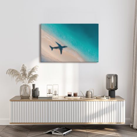 WANDBILD STRAND UND FLUGZEUGSCHATTEN - BILDER MEER UND STRAND - BILDER