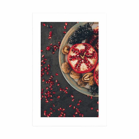 POSTER MIT PASSEPARTOUT MISCHUNG MIT GRANATAPFEL - MIT KÜCHENMOTIV - POSTER