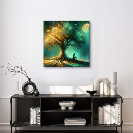 WANDBILD STILLE NACHT UNTER DEM BAUM DES LEBENS - BILDER BÄUME DES LEBENS - BILDER