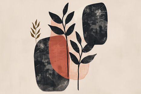 QUADRO SU TELA – JAPANDI NATURA MORTA CON FOGLIE - JAPANDI QUADRI - STAMPE E QUADRI