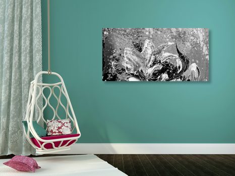 OBRAZ MALOVANÉ PIVOŇKY V MODERNÍM ČERNOBÍLÉM PROVEDENÍ - ČERNOBÍLÉ OBRAZY - OBRAZY