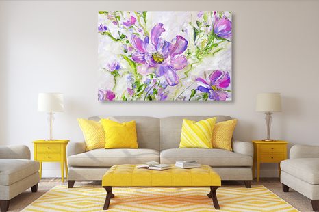 CANVAS PRINT PAINTED SUMMER FLOWERS - PICTURES FLOWERS - PICTURES