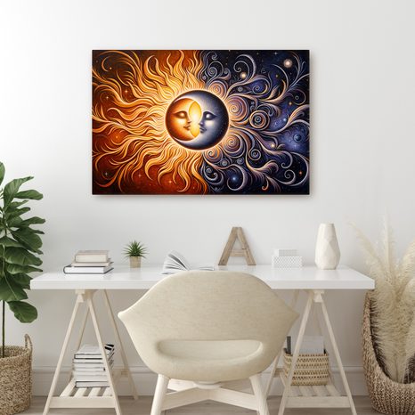 OBRAZ SOUZNĚNÍ SLUNCE A MĚSÍCE - OBRAZY MĚSÍC - OBRAZY