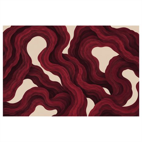 TABLEAU SUR TOILE – LIGNES ORGANIQUES CARMIN - IMAGES FORMES ABSTRAITES - TABLEAUX