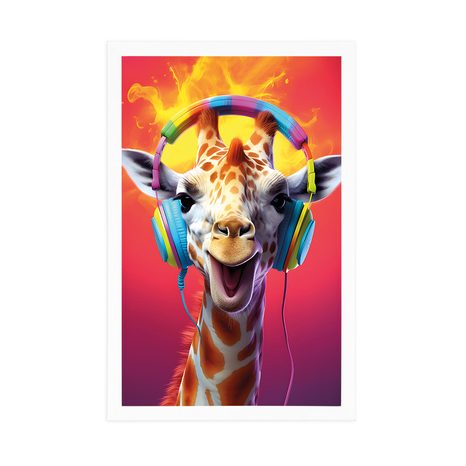 PLAKÁT ŽIRAFA SE SLUCHÁTKY - PÁRTY ZVÍŘATA SE SLUCHÁTKY - PLAKÁTY