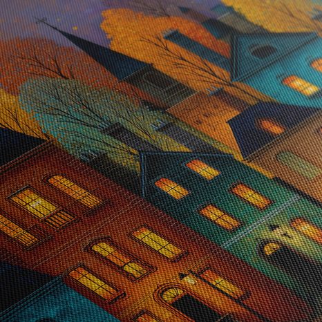 WANDBILD ZAUBERHAFTES HERBSTDORF - BUNTE HÄUSER - BILDER