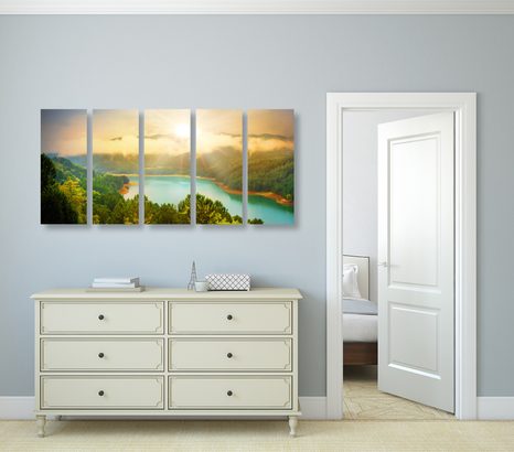 5-RÉSZES KÉP FOLYÓ AZ ERDŐNÉL - TERMÉSZET- ÉS TÁJKÉPEK - KÉPEK