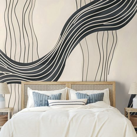 TAPETA CRNO-BIJELI APSTRAKTNI VALOVI - APSTRAKTNE TAPETE - TAPETE