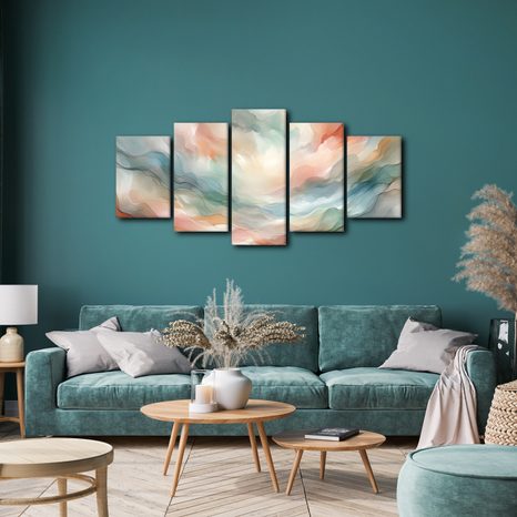 5-DÍLNÝ OBRAZ PASTELOVÁ KRAJINA SNŮ - ΑΦΗΡΗΜΈΝΟΙ ΠΊΝΑΚΕΣ ΖΩΓΡΑΦΙΚΉΣ - ΠΊΝΑΚΕΣ