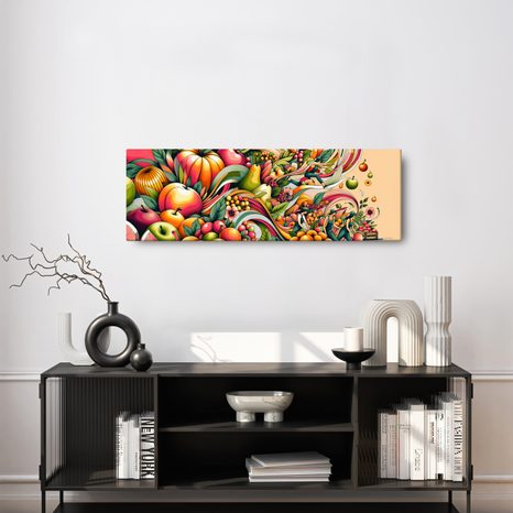 OBRAZ BAREVNÉ OVOCE V POHYBU - OBRAZY JÍDLA A NÁPOJE - OBRAZY
