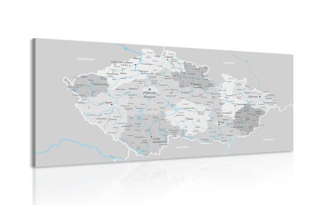 OBRAZ ŠEDÁ MAPA ČESKA S KONTRASTEM - OBRAZY MAPY - OBRAZY