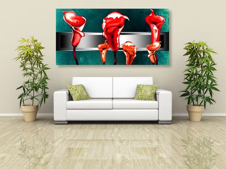 OBRAZ ABSTRAKCYJNE CZERWONE LILIE ETIPSKIE - OBRAZY ABSTRAKCYJNE - OBRAZY