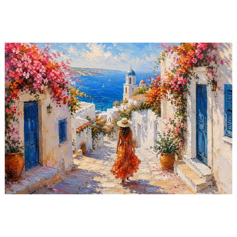WANDBILD SOMMERLICHE GASSE ZUM MEER - BILDER MEER UND STRAND - BILDER